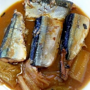 とろとろ葱といただく、秋刀魚の味噌煮